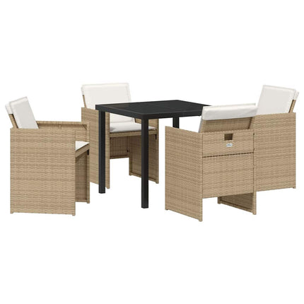 Trädgårdsmöbelset med kudde 5 pcs Beige konstrotting