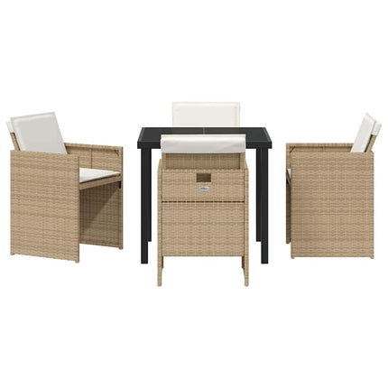 Trädgårdsmöbelset med kudde 5 pcs Beige konstrotting