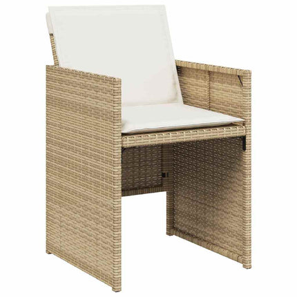 Trädgårdsmöbelset med kudde 9 pcs Beige konstrotting