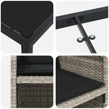 Trädgårdsmöbelset med kudde 5 pcs Ljusgrå konstrotting