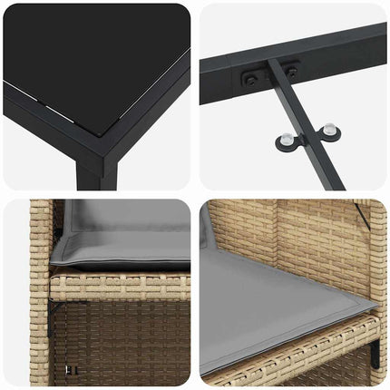 Trädgårdsmöbelset med kudde 5 pcs Beige konstrotting
