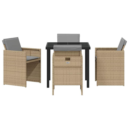 Trädgårdsmöbelset med kudde 5 pcs Beige konstrotting