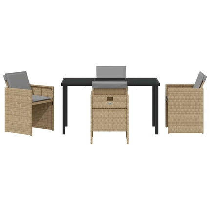 Trädgårdsmöbelset med kudde 5 pcs Beige konstrotting