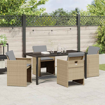 Trädgårdsmöbelset med kudde 5 pcs Beige konstrotting