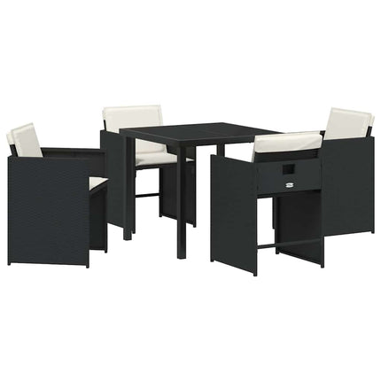 Trädgårdsmöbelset med kudde 5 pcs Svart konstrotting