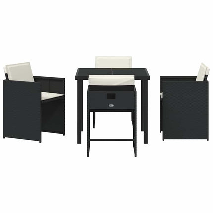 Trädgårdsmöbelset med kudde 5 pcs Svart konstrotting