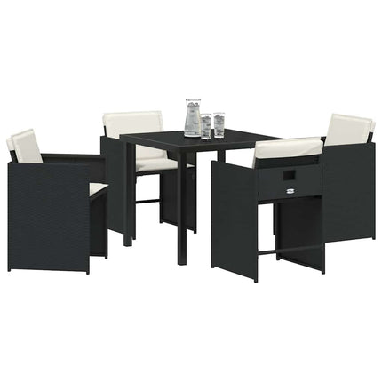 Trädgårdsmöbelset med kudde 5 pcs Svart konstrotting