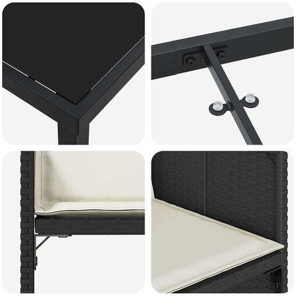 Trädgårdsmöbelset med kudde 5 pcs Svart konstrotting