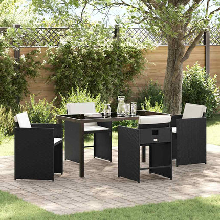 Trädgårdsmöbelset med kudde 5 pcs Svart konstrotting