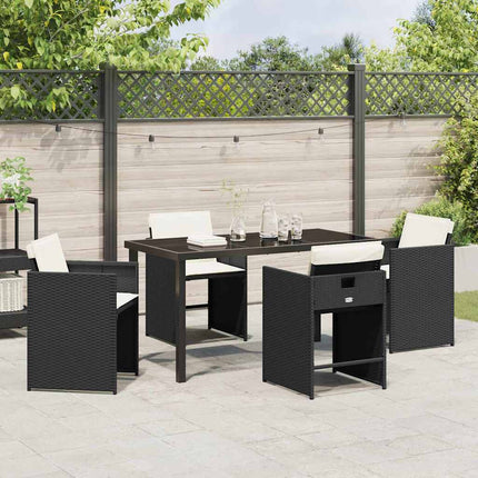 Trädgårdsmöbelset med kudde 5 pcs Svart konstrotting