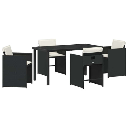 Trädgårdsmöbelset med kudde 5 pcs Svart konstrotting