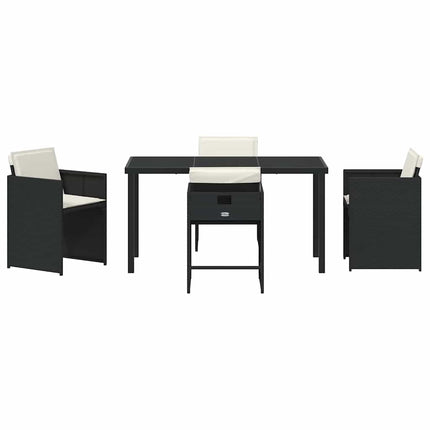 Trädgårdsmöbelset med kudde 5 pcs Svart konstrotting