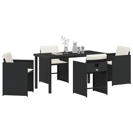 Trädgårdsmöbelset med kudde 5 pcs Svart konstrotting