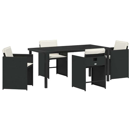 Trädgårdsmöbelset med kudde 5 pcs Svart konstrotting