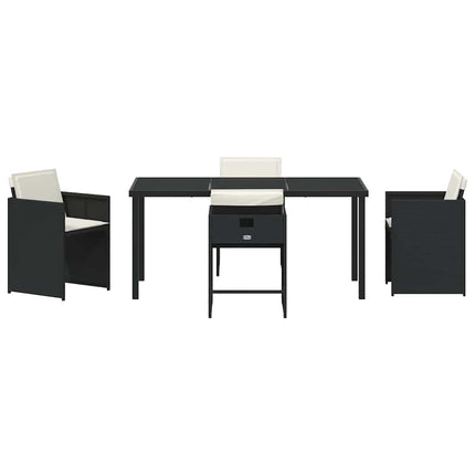 Trädgårdsmöbelset med kudde 5 pcs Svart konstrotting