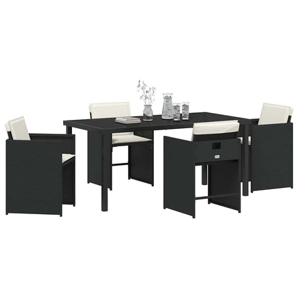 Trädgårdsmöbelset med kudde 5 pcs Svart konstrotting