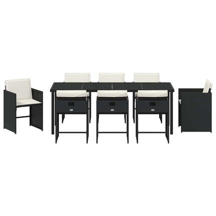 Trädgårdsmöbelset med kudde 9 pcs Svart konstrotting