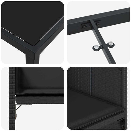 Trädgårdsmöbelset med kudde 5 pcs Svart konstrotting