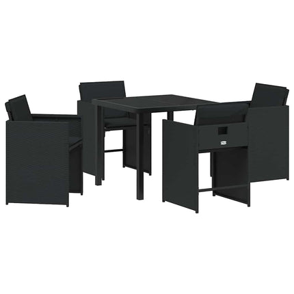 Trädgårdsmöbelset med kudde 5 pcs Svart konstrotting