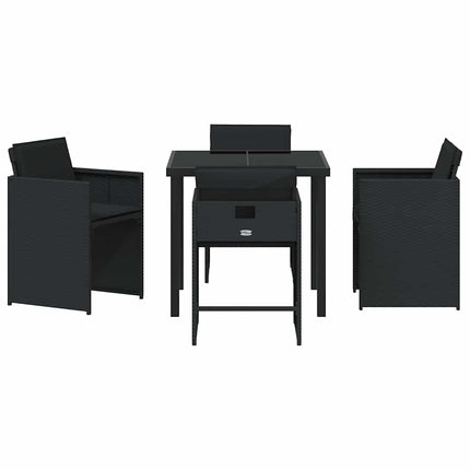 Trädgårdsmöbelset med kudde 5 pcs Svart konstrotting