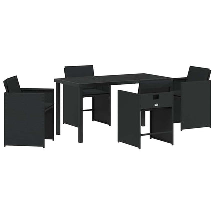 Trädgårdsmöbelset med kudde 5 pcs Svart konstrotting