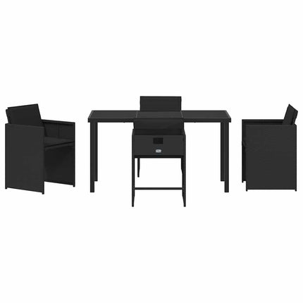 Trädgårdsmöbelset med kudde 5 pcs Svart konstrotting