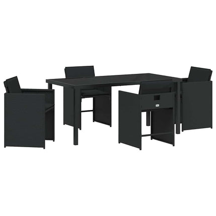 Trädgårdsmöbelset med kudde 5 pcs Svart konstrotting