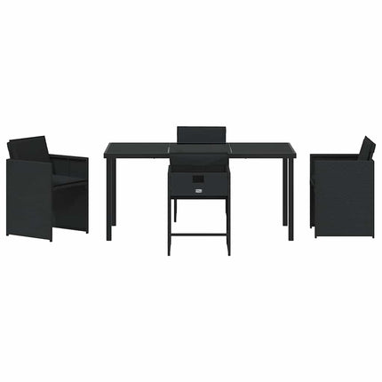 Trädgårdsmöbelset med kudde 5 pcs Svart konstrotting
