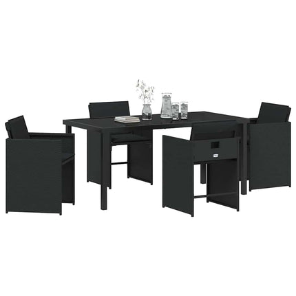 Trädgårdsmöbelset med kudde 5 pcs Svart konstrotting