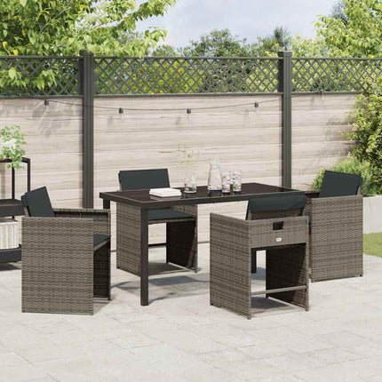 Trädgårdsmöbelset med kudde 5 pcs Grå konstrotting
