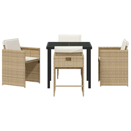Trädgårdsmöbelset med kudde 5 pcs Beige konstrotting