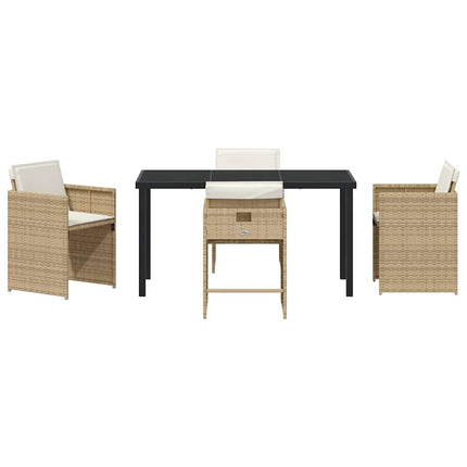 Trädgårdsmöbelset med kudde 5 pcs Beige konstrotting