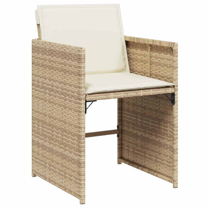 Trädgårdsmöbelset med kudde 5 pcs Beige konstrotting