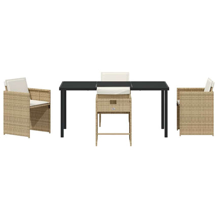 Trädgårdsmöbelset med kudde 5 pcs Beige konstrotting