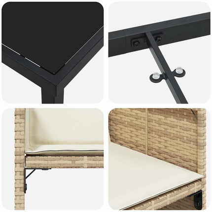 Trädgårdsmöbelset med kudde 9 pcs Beige konstrotting