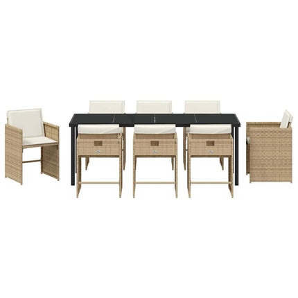 Trädgårdsmöbelset med kudde 9 pcs Beige konstrotting
