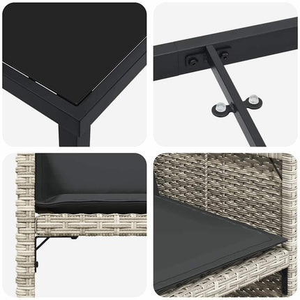 Trädgårdsmöbelset med kudde 5 pcs Ljusgrå konstrotting