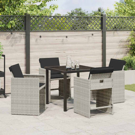 Trädgårdsmöbelset med kudde 5 pcs Ljusgrå konstrotting