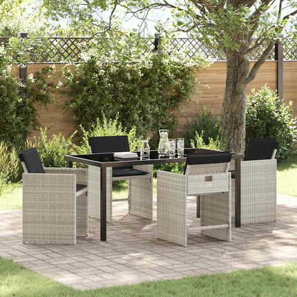 Trädgårdsmöbelset med kudde 5 pcs Ljusgrå konstrotting