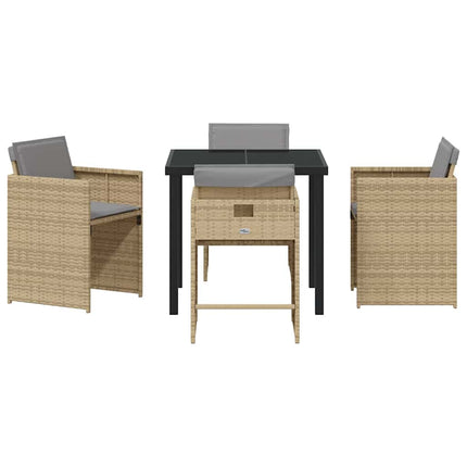 Trädgårdsmöbelset med kudde 5 pcs Beige konstrotting