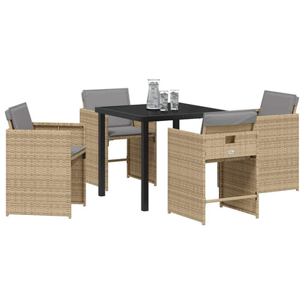 Trädgårdsmöbelset med kudde 5 pcs Beige konstrotting
