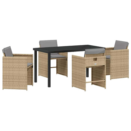 Trädgårdsmöbelset med kudde 5 pcs Beige konstrotting
