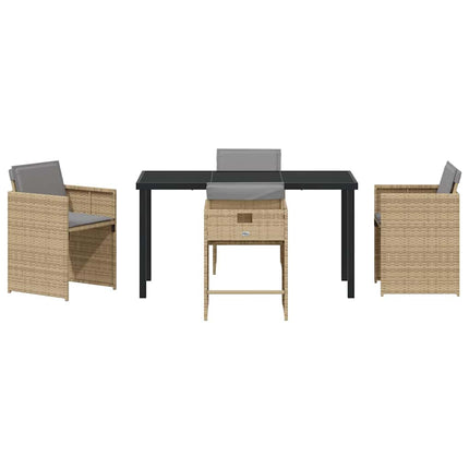 Trädgårdsmöbelset med kudde 5 pcs Beige konstrotting