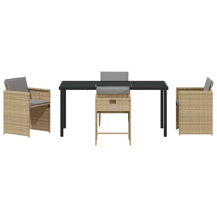 Trädgårdsmöbelset med kudde 5 pcs Beige konstrotting