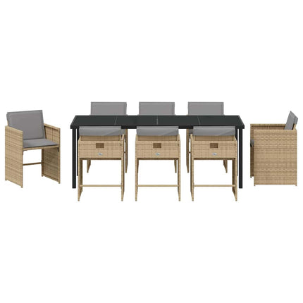 Trädgårdsmöbelset med kudde 9 pcs Beige konstrotting