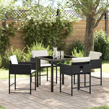 Trädgårdsmöbelset med kudde 5 pcs Svart konstrotting