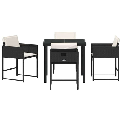 Trädgårdsmöbelset med kudde 5 pcs Svart konstrotting