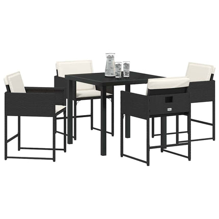 Trädgårdsmöbelset med kudde 5 pcs Svart konstrotting