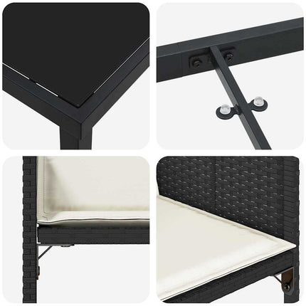 Trädgårdsmöbelset med kudde 5 pcs Svart konstrotting