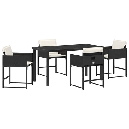 Trädgårdsmöbelset med kudde 5 pcs Svart konstrotting